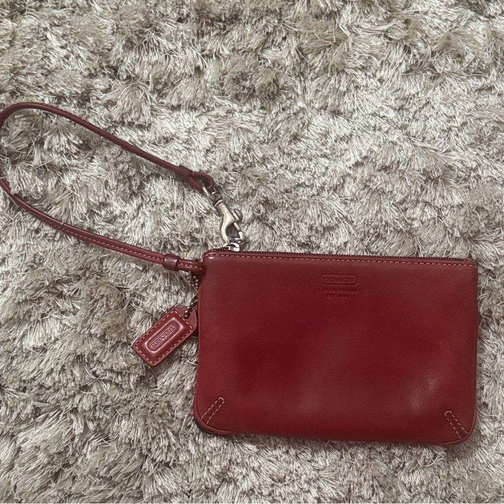 Coach Red Leather Wristlet with Tag